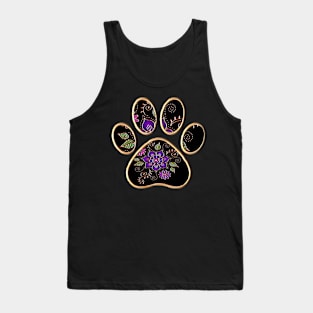 Paw With Gold Floral Background Tank Top